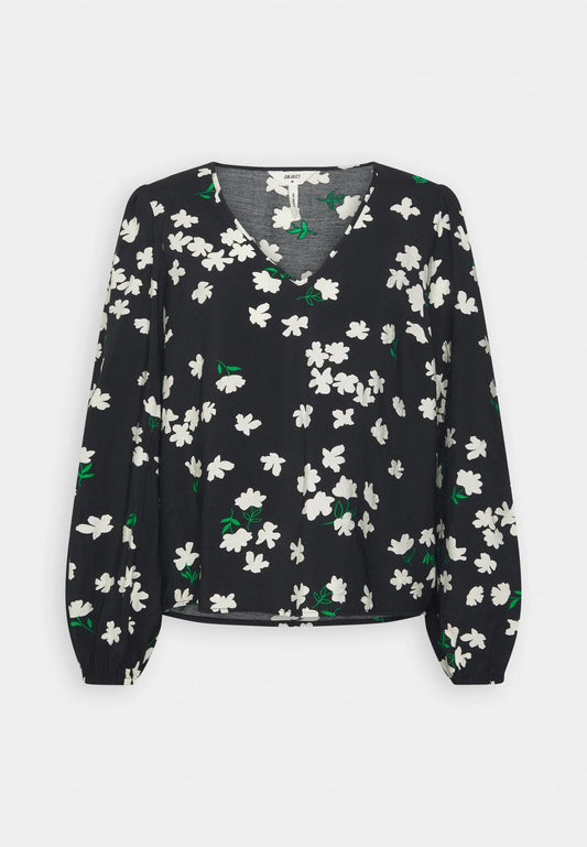 OBJECT NUUK Leonora Damen Longsleeve – V‑Ausschnitt Top – Modern & Elegant