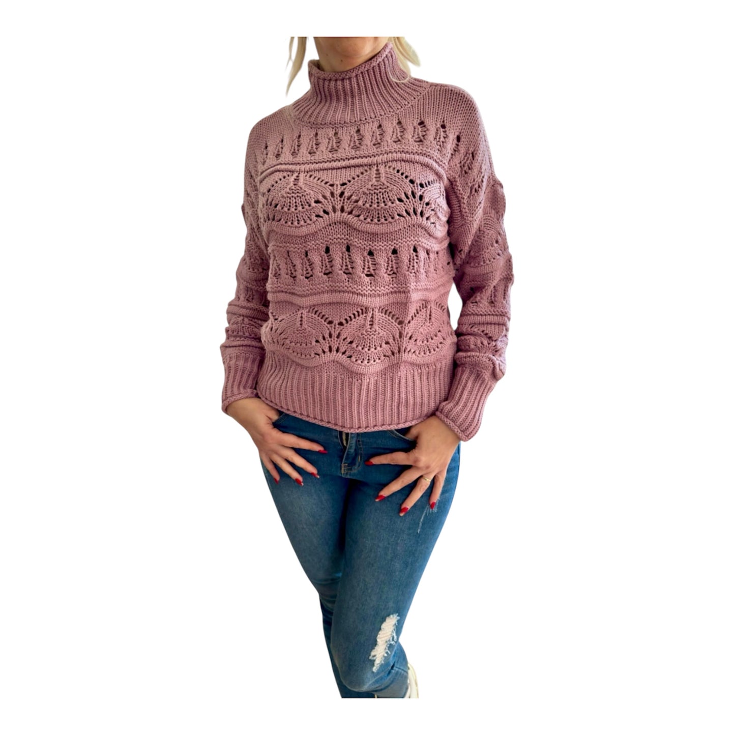 Strickpullover Vivance in Altrosa – 100 % Baumwolle